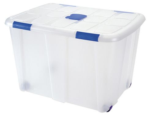 Caixa de armazenagem plasticforte 130 litros n 16 transparente com tampa 480x740x540 mm , Plasticforte , 155910 , 8414926113461